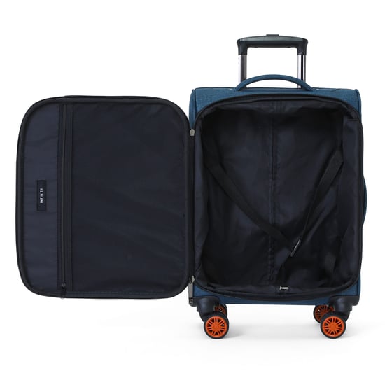 Maleta de cabina de lino azul Soft Shell 56x37x24cm con 8 ruedas - Image 5