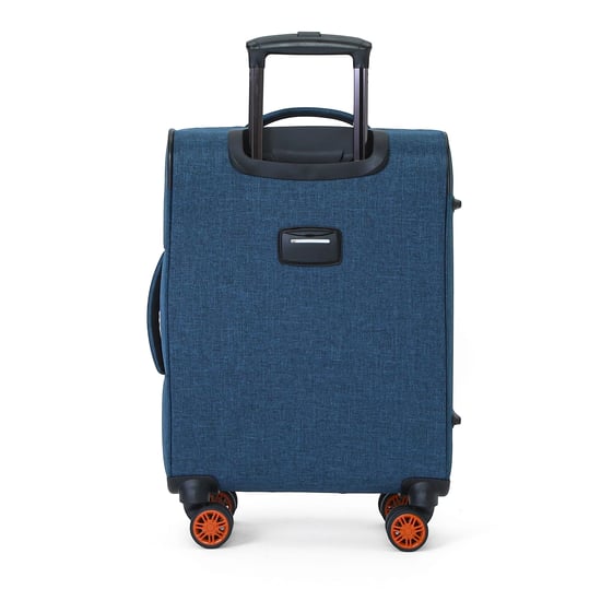 Maleta de cabina de lino azul Soft Shell 56x37x24cm con 8 ruedas - Image 6
