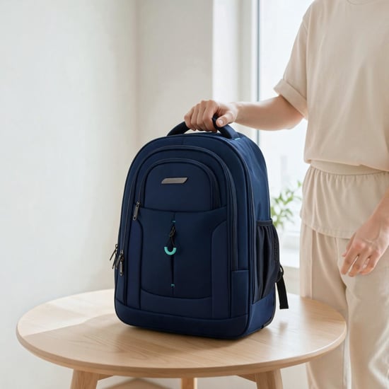 Mochila trolley azul para portátil de 17" 1680D + PU con 2 ruedas - Image 1