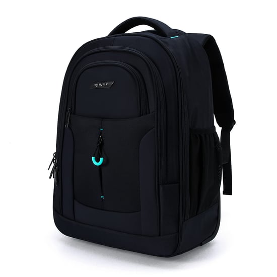 Mochila negra para portátil de 17" con ruedas 1680D + PU, trolley de 2 ruedas - Image 4