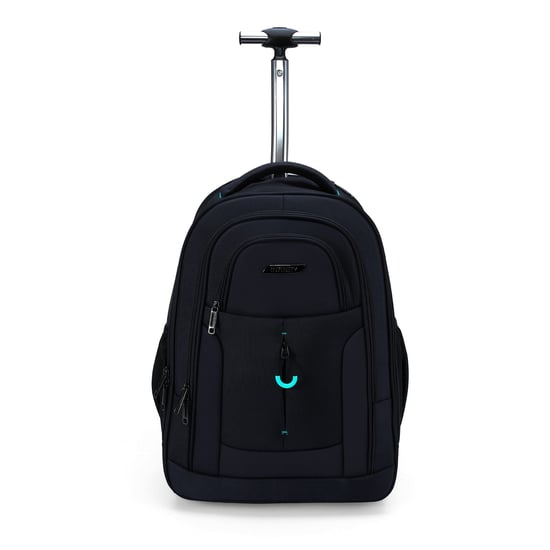 Mochila negra para portátil de 17" con ruedas 1680D + PU, trolley de 2 ruedas - Image 6