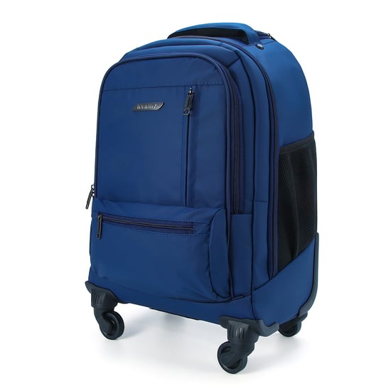 Mochila con ruedas para portátil de 19" azul, PU premium, trolley de 4 ruedas - Image 3