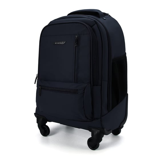 Mochila trolley negra para portátil de 19" de PU premium con 4 ruedas - Image 3