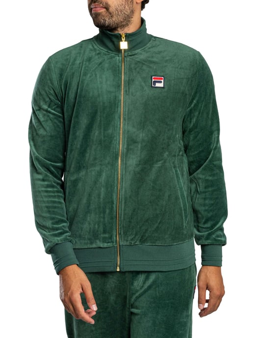 Fila Chaqueta Deportiva De Terciopelo Negro, Verde - Image 2