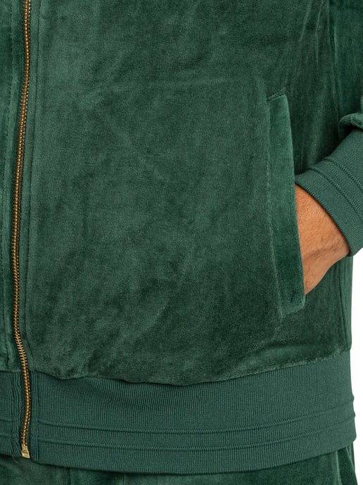 Fila Chaqueta Deportiva De Terciopelo Negro, Verde - Image 4