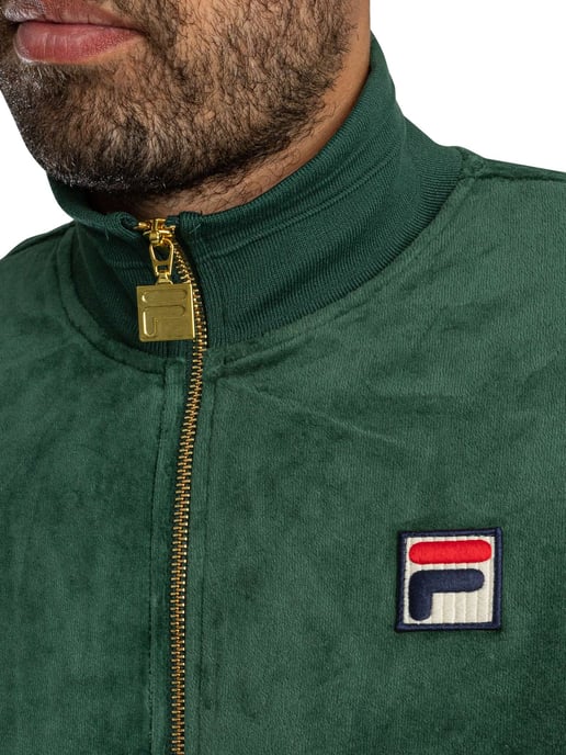 Fila Chaqueta Deportiva De Terciopelo Negro, Verde - Image 5
