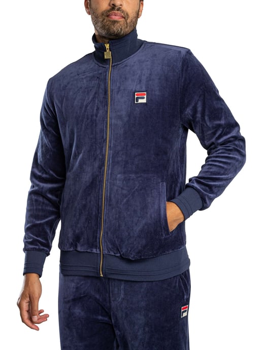 Fila Chaqueta Deportiva De Terciopelo Negro, Azul - Image 1