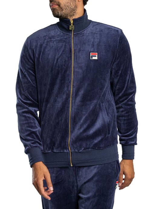 Fila Chaqueta Deportiva De Terciopelo Negro, Azul - Image 2