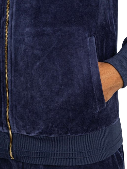 Fila Chaqueta Deportiva De Terciopelo Negro, Azul - Image 4