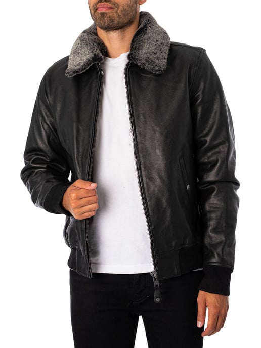 Schott Chaqueta De Vuelo De Cuero, Negro - Image 2