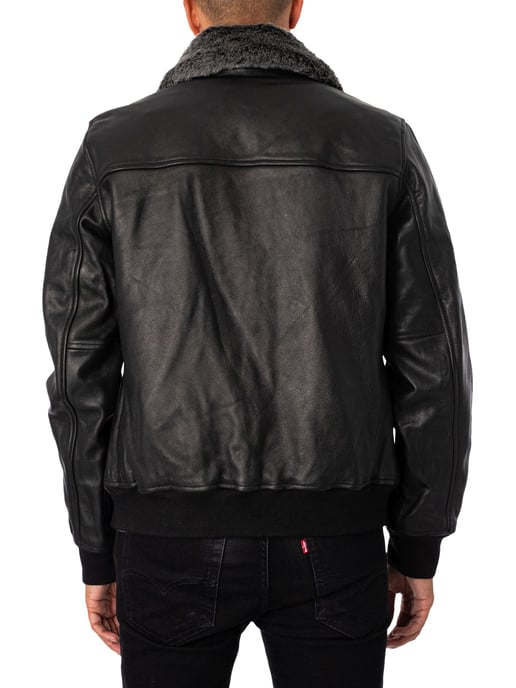 Schott Chaqueta De Vuelo De Cuero, Negro - Image 3