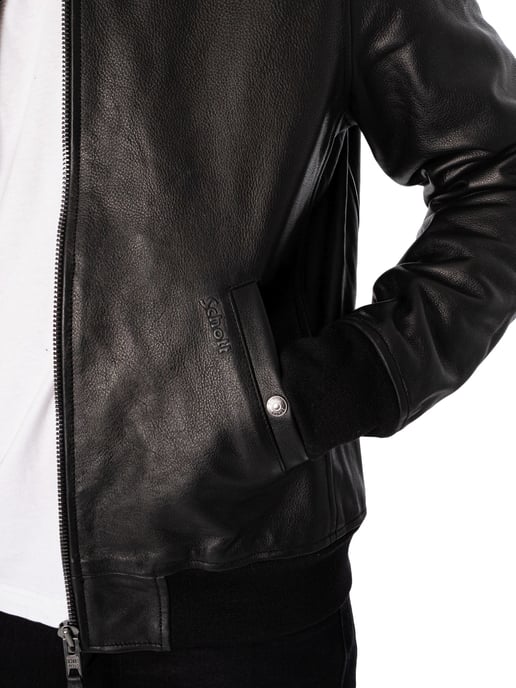 Schott Chaqueta De Vuelo De Cuero, Negro - Image 4