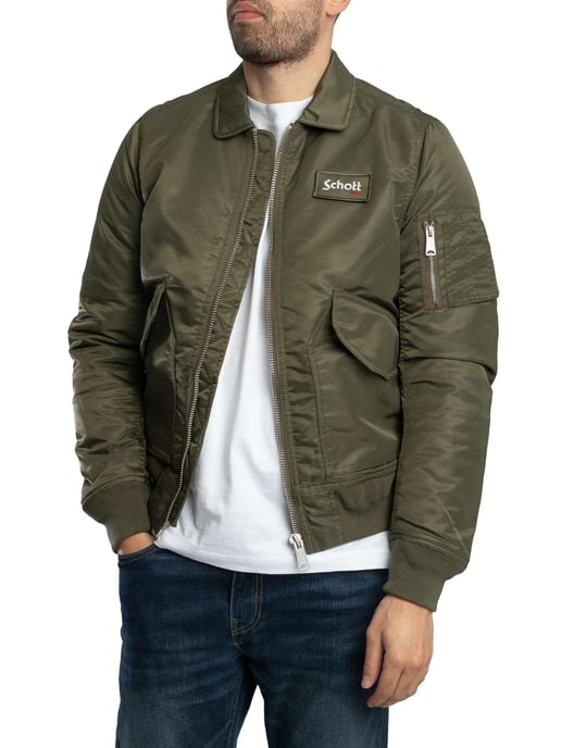Schott Chaqueta De Bombardero Con Insignia Extraíble, Verde - Image 2
