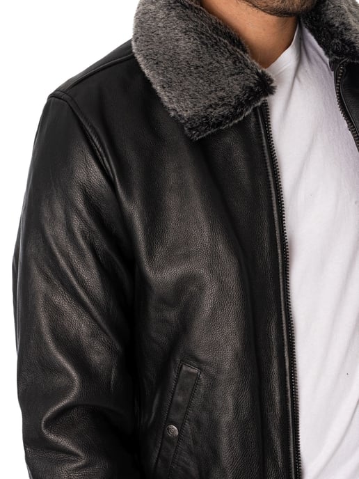 Schott Chaqueta De Vuelo De Cuero, Negro - Image 5