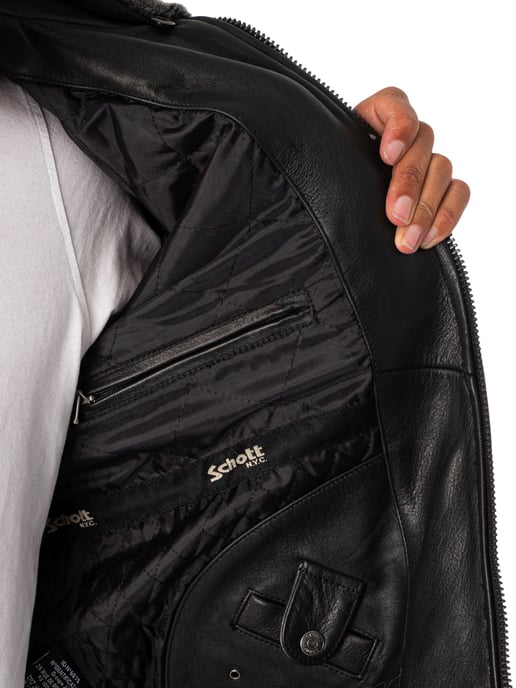Schott Chaqueta De Vuelo De Cuero, Negro - Image 6