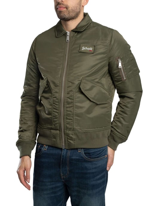 Schott Chaqueta De Bombardero Con Insignia Extraíble, Verde - Image 4