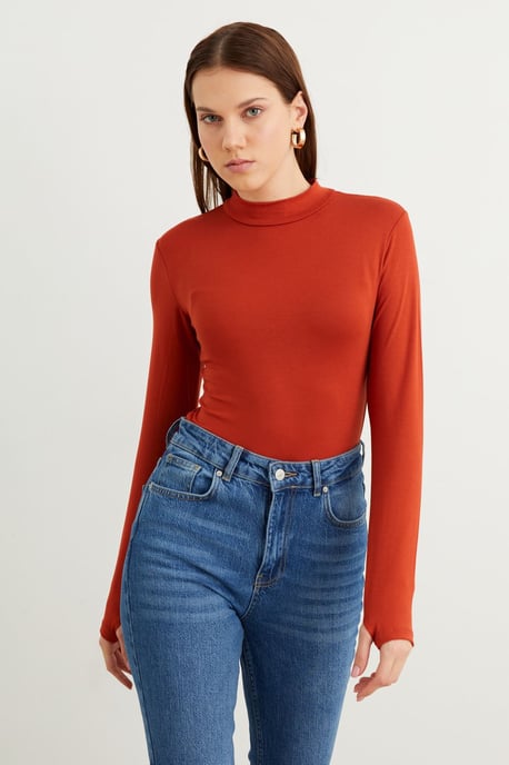 Bipantolon Body de mujer de corte slim con cuello alto bajo - Image 2