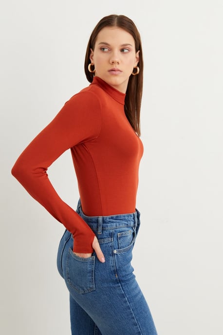 Bipantolon Body de mujer de corte slim con cuello alto bajo - Image 5