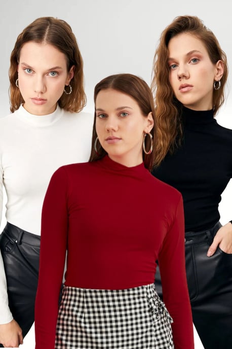 Bipantolon Pack de 3 bodies de cuello vuelto para mujer con corte slim - Image 1