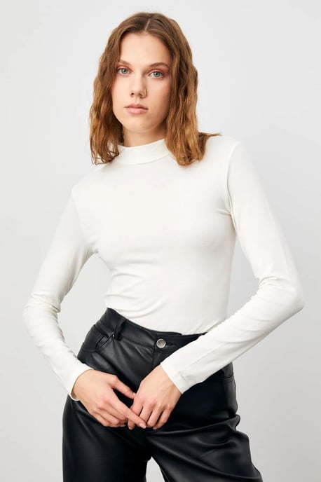 Pack de 3 bodies de cuello alto y corte slim para mujer - Image 3