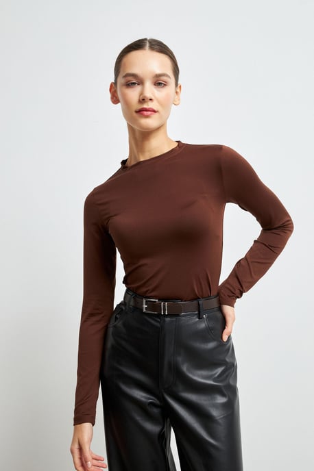 Bipantolon Blusa de mujer de corte slim con cuello redondo - Image 1