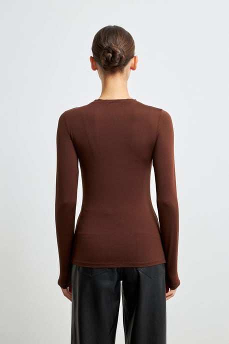 Bipantolon Blusa de mujer de corte slim con cuello redondo - Image 5