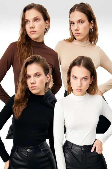 Bipantolon Pack de 4 bodies de mujer ajustados con cuello alto - Image 1