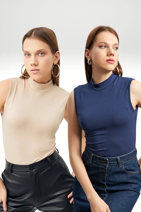 Bipantolon Pack de 2 bodies de mujer sin mangas con cuello alto medio - Image 1