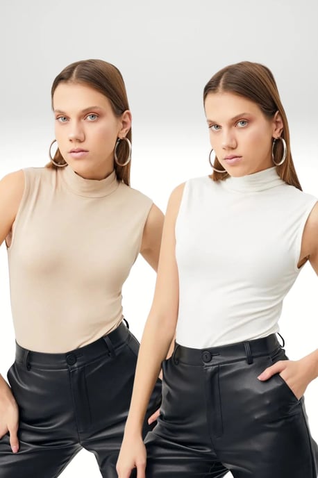 Bipantolon Pack de 2 bodis de mujer sin mangas con cuello alto medio - Image 1