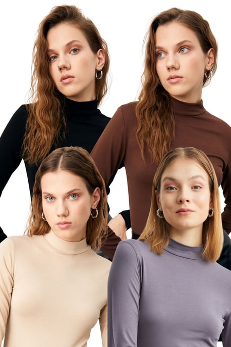 Bipantolon Pack de 4 bodis de mujer de corte slim con cuello alto - Image 1