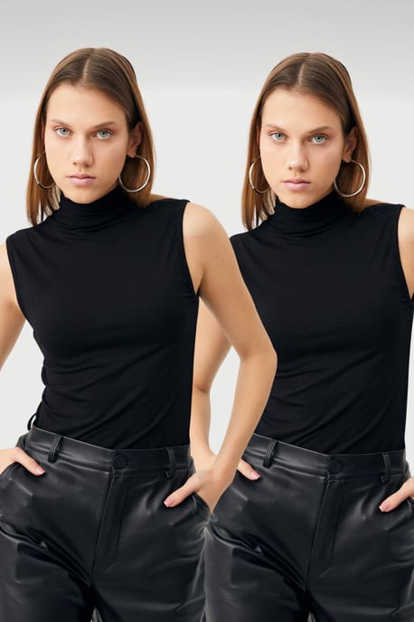 Bipantolon Pack de 2 bodis de mujer sin mangas con cuello vuelto medio - Image 1