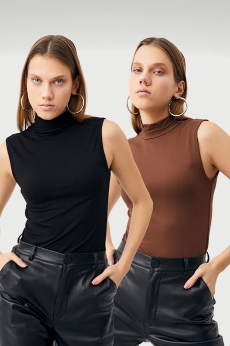 Bipantolon Pack de 2 bodis de mujer sin mangas con medio cuello alto - Image 1