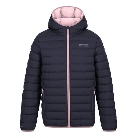 Regatta Chaqueta acolchada con capucha para niños Marizion (Azul marino/Lila empolvado) - Image 2