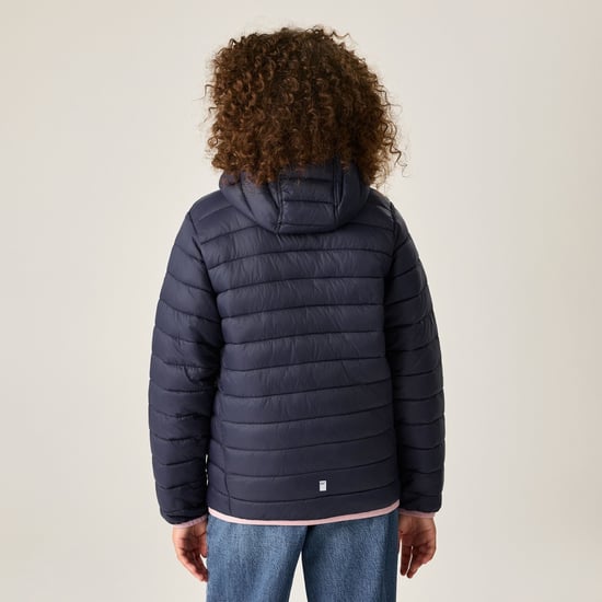 Regatta Chaqueta acolchada con capucha para niños Marizion (Azul marino/Lila empolvado) - Image 6