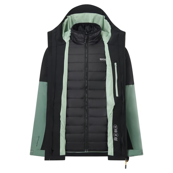 Regatta Chaqueta de hombre Wentwood 3 en 1 (verde bosque oscuro/negro) - Image 5