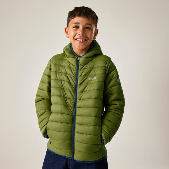 Regatta Chaqueta acolchada con capucha para niños Marizion (Golden Cypress/Aviator Blue) - Image 1