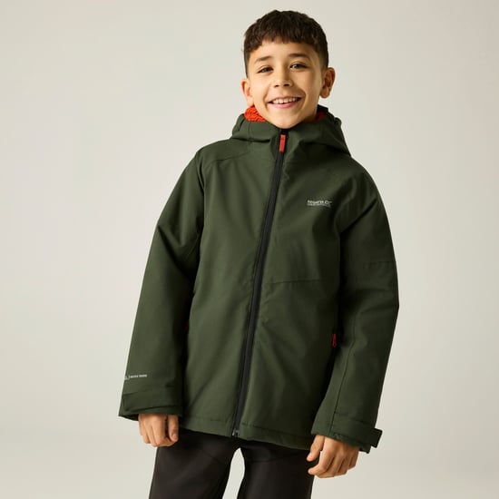 Regatta Chaqueta impermeable forrada Hillain para niños (caqui oscuro/rooibos) - Image 1