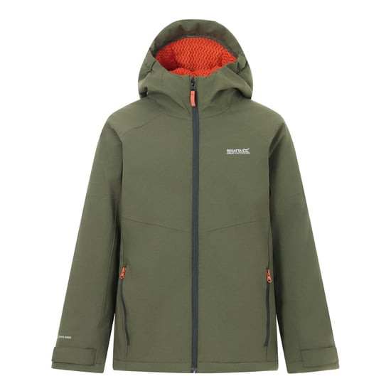 Regatta Chaqueta impermeable forrada Hillain para niños (caqui oscuro/rooibos) - Image 2