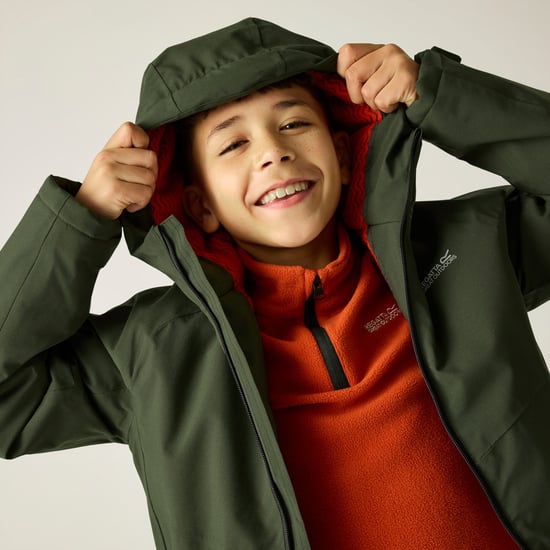 Regatta Chaqueta impermeable forrada Hillain para niños (caqui oscuro/rooibos) - Image 4