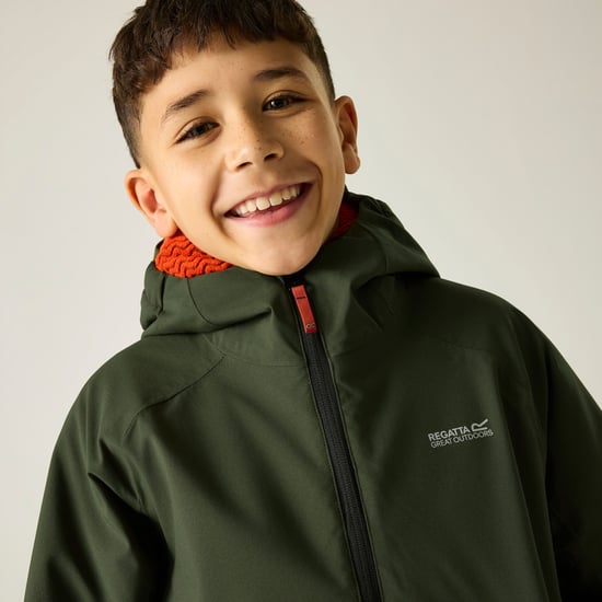 Regatta Chaqueta impermeable forrada Hillain para niños (caqui oscuro/rooibos) - Image 6