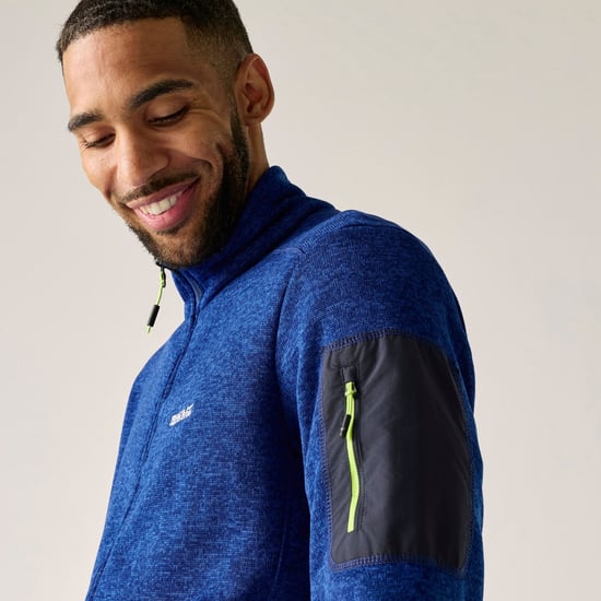 Regatta Chaqueta de forro polar Newhill Marl para hombre con cremallera completa (azul Olympian/verde lima Wild) - Image 5