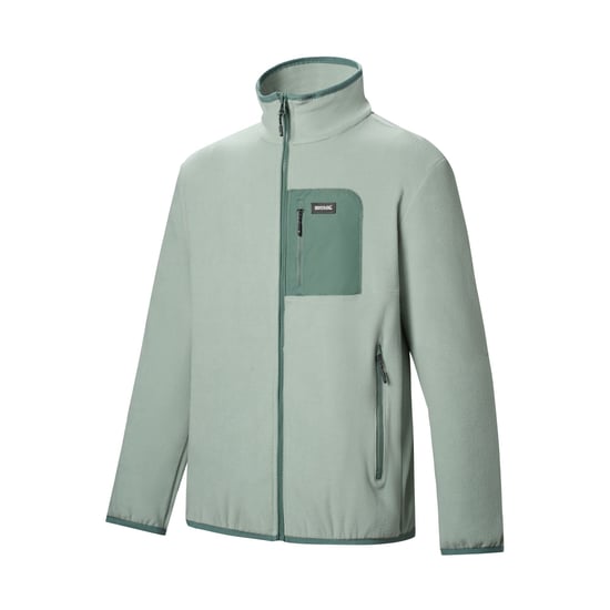 Regatta Chaqueta de forro polar Frankie para hombre con cremallera completa (Verde glaciar/Verde bosque oscuro) - Image 4