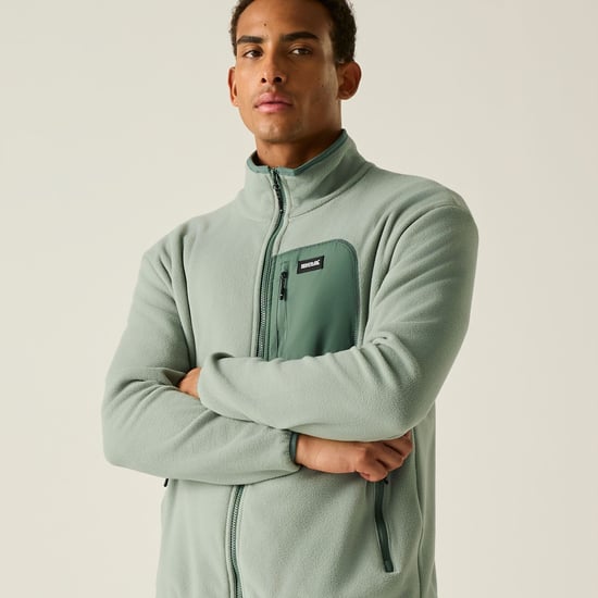Regatta Chaqueta de forro polar Frankie para hombre con cremallera completa (Verde glaciar/Verde bosque oscuro) - Image 5
