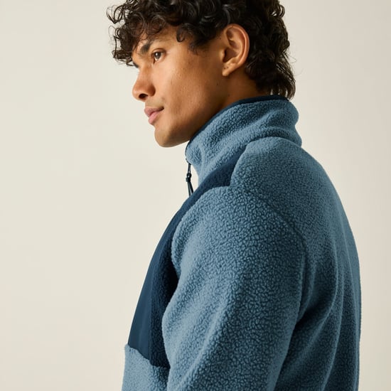 Regatta Chaqueta de forro polar de borreguito Frankie Colour Block para hombre (Grey Mirage/Navy) - Image 4