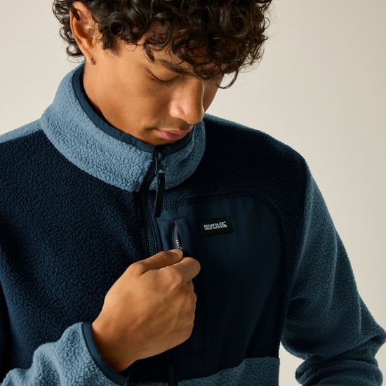 Regatta Chaqueta de forro polar de borreguito Frankie Colour Block para hombre (Grey Mirage/Navy) - Image 5