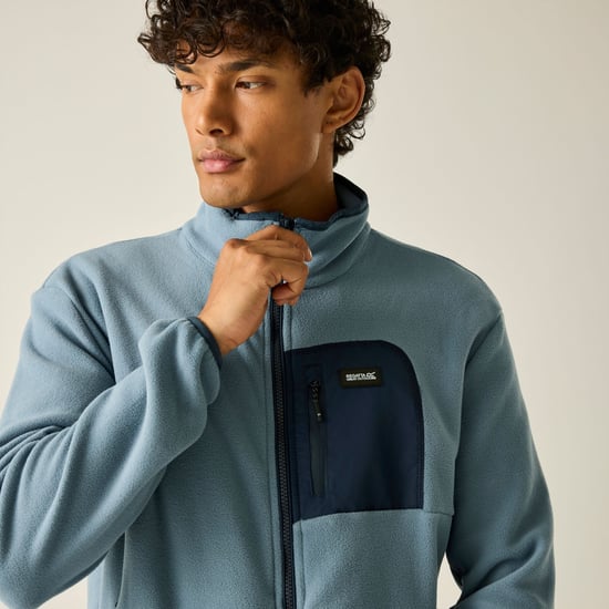 Regatta Frankie Chaqueta de forro polar para hombre con cremallera completa (Gris Mirage/Azul marino) - Image 5