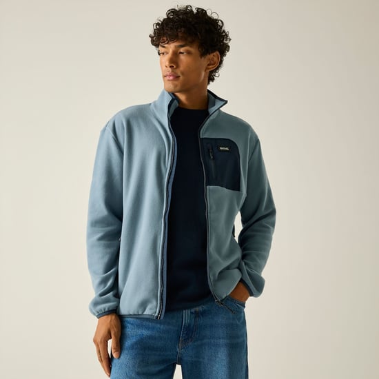Regatta Frankie Chaqueta de forro polar para hombre con cremallera completa (Gris Mirage/Azul marino) - Image 6