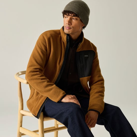 Regatta Chaqueta de forro polar Borg Frankie para hombre (marrón tostado/negro) - Image 1