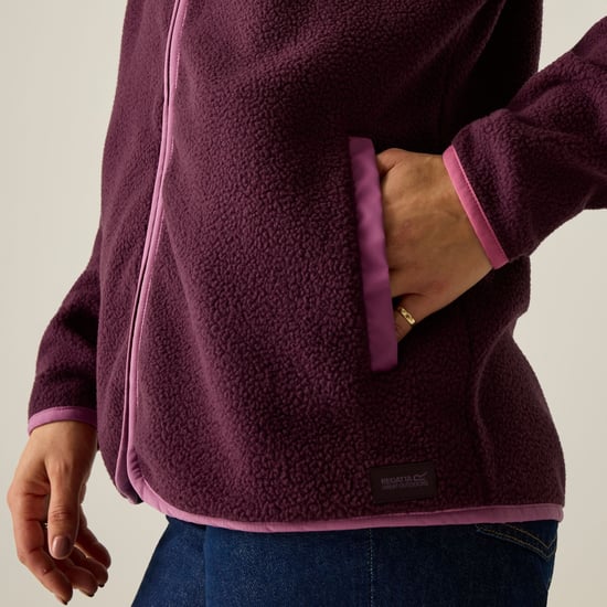 Regatta Frankie Chaqueta de forro polar Borg de mujer con cremallera completa (Fig Violet) - Image 6