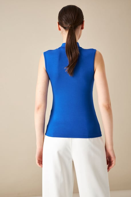 Bipantolon Blusa de mujer sin mangas con cuello alto corto - Image 4